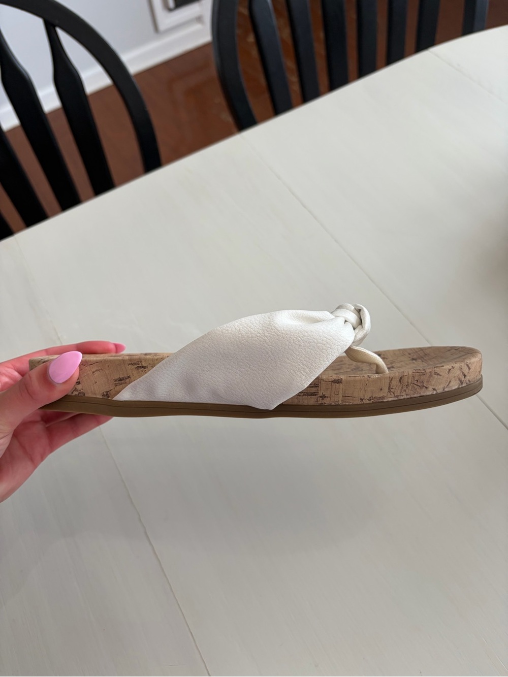 Life Stride White Knot-Top Cork Footbed Flip Flop Sandals - Picture 3 of 3